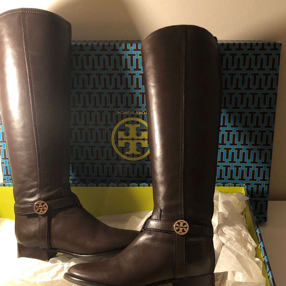 Tory Burch Dark Brown Leather Knee-High Boots